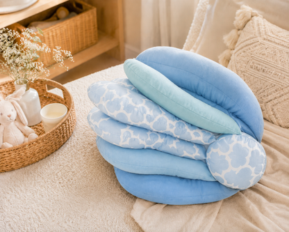 Coussin d'allaitement CoconConfort™ bleu — compact et léger, moins de 450g