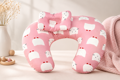 Coussin d'allaitement NidDouillet™ motif Chat rose