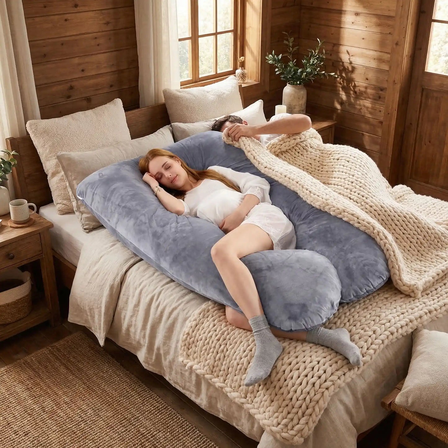 coussin de grossesse sommeil femme enceinte avec son marie dans le lit jpg