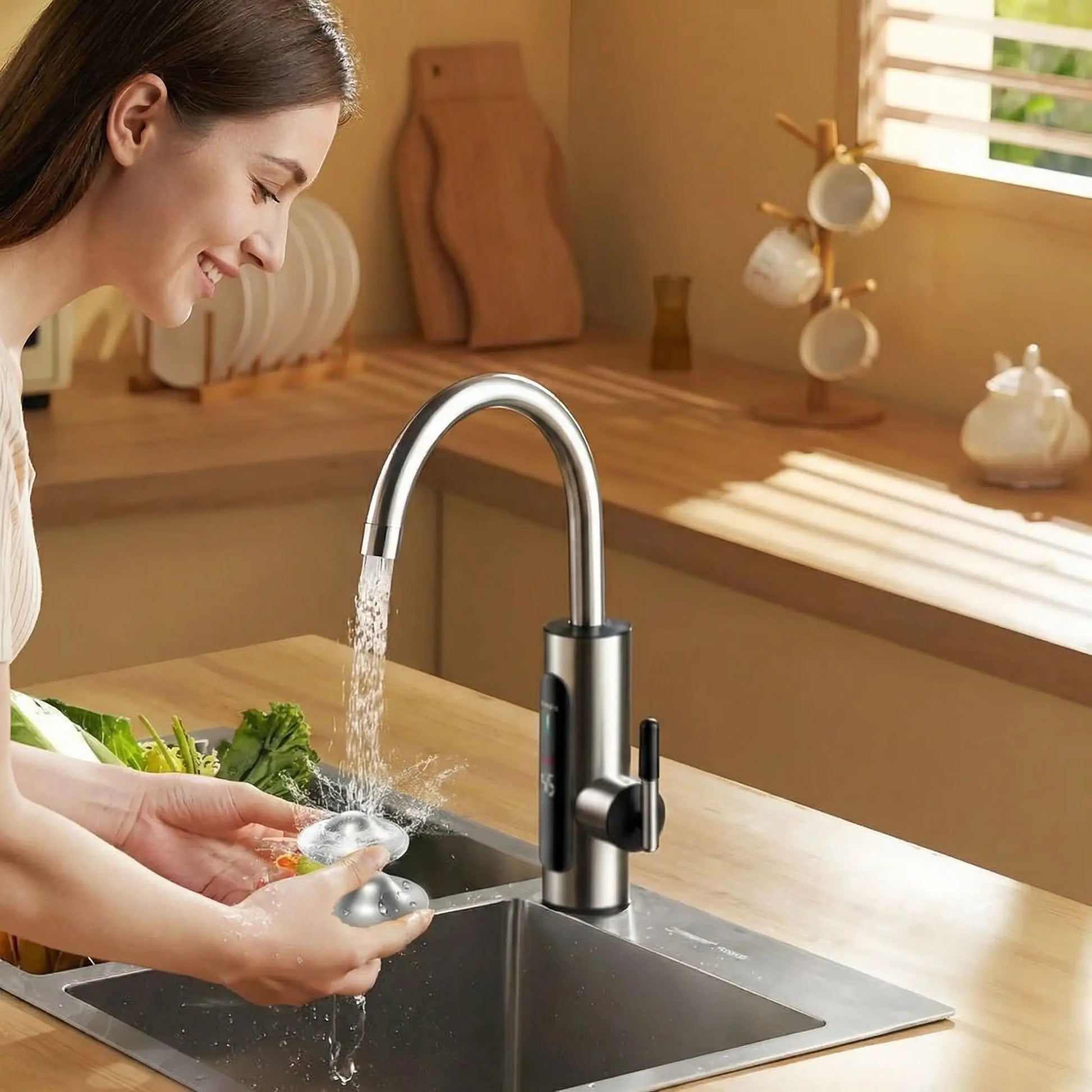 Nettoyage d’un coussinet d’allaitement en argent tri-laminé sous l’eau pour un entretien hygiénique