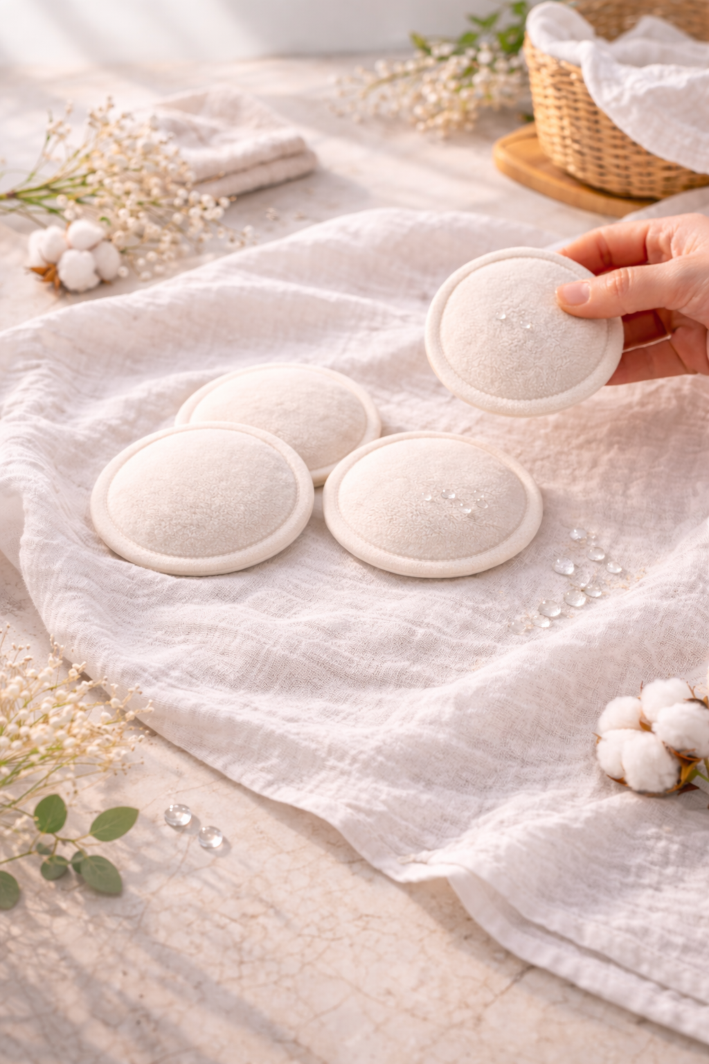 Coussinet d’allaitement lavable LunaCare™ lot de 4 pièces respirant et réutilisable haute absorption