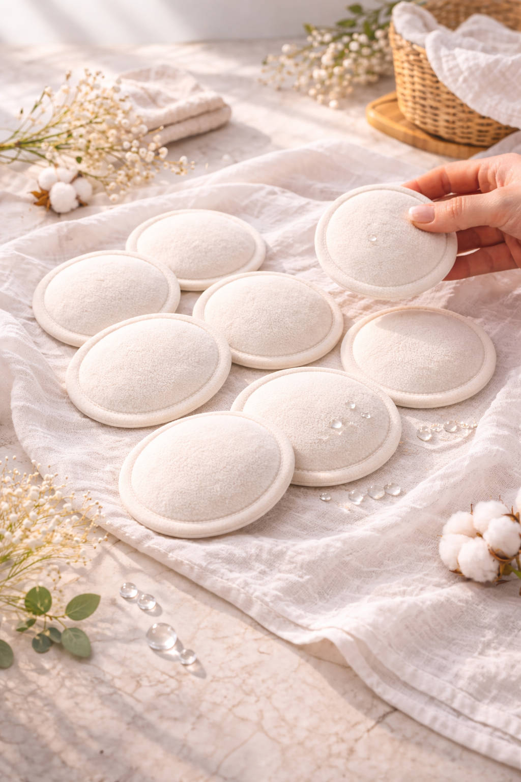 Coussinet d’allaitement lavable LunaCare™ lot de 8 pièces ultra doux et absorbant pour maman