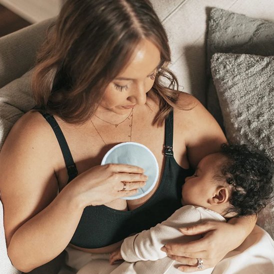 Coussinet allaitement lavable bambou anti fuite maman gris jpg