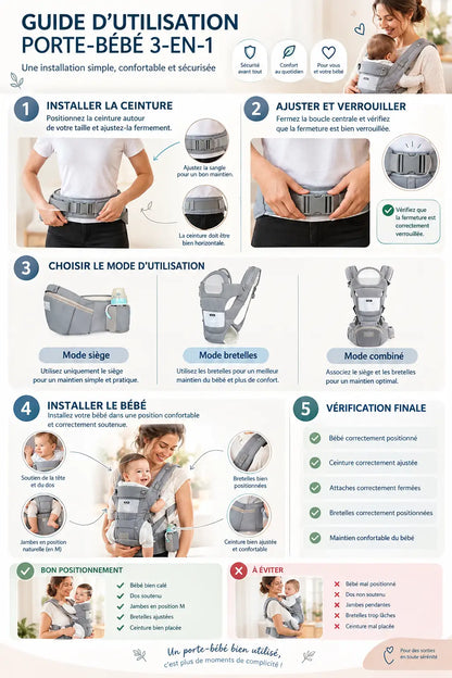 AËL Porte bébé hip seat lifestyle - Maman et bébé devant la Tour Eiffel Paris